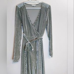 Baltic Born Jada Ribbed Velvet Wrap Dress | Dusty Sage | XL